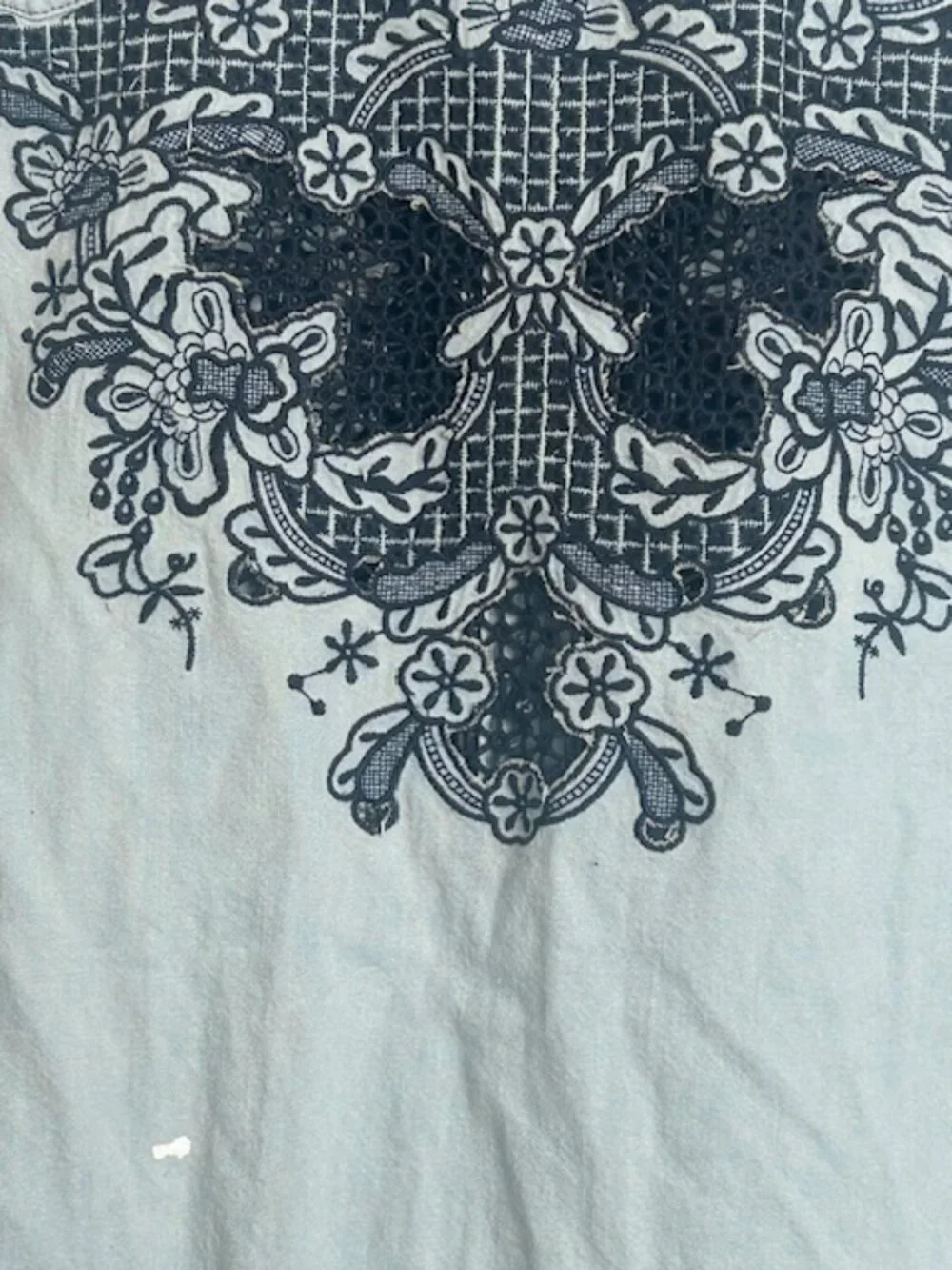 We the Free x Free People Western Wear Cutoff Denim Embroidered Fray Snap Top - Picture 13 of 16
